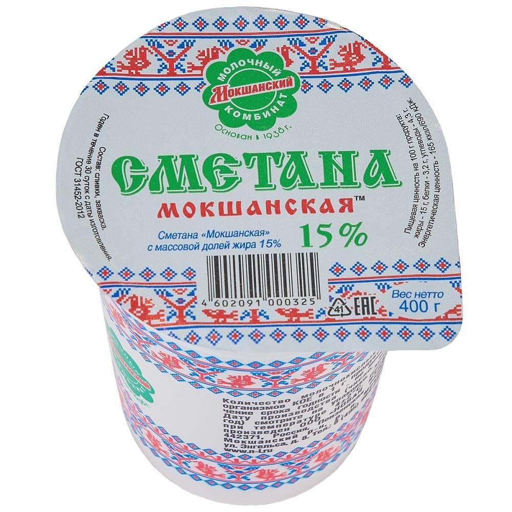 Сметана Мокшанский классическая 15% 400 гр., ПЭТ