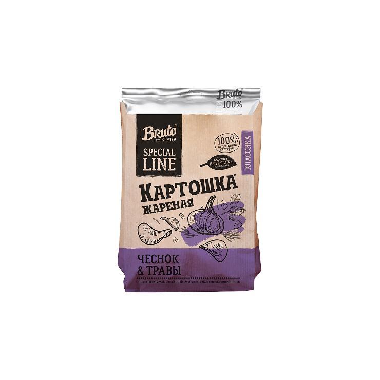 Чипсы Брутто чеснок и травы 120 гр., флоу-пак