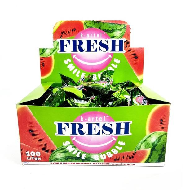 Резинка жевательная K-artel Fresh Smile Bubble дражированная со вкусом арбуза 3 гр., флоу-пак