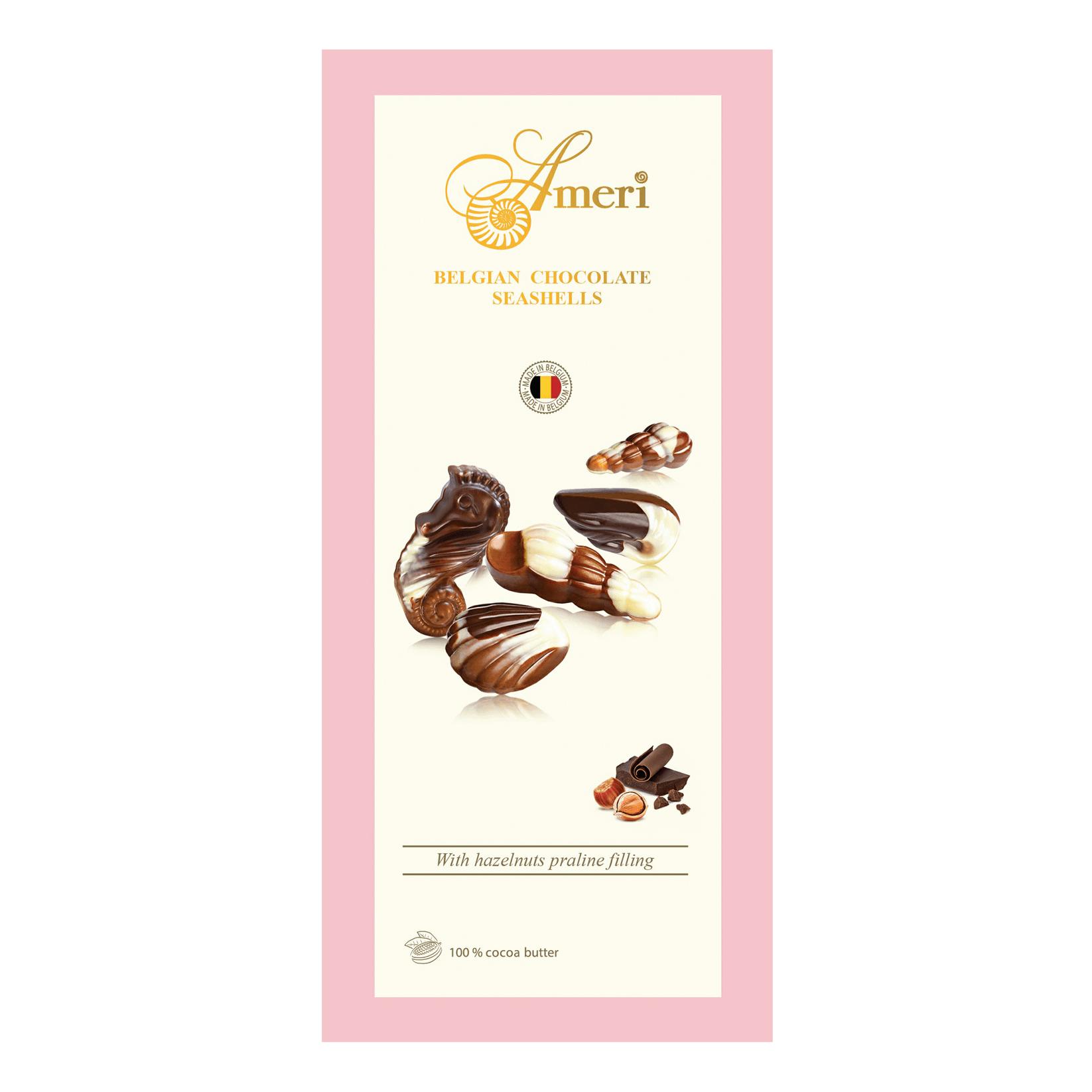 Подарочный набор Ameri Шоколадные конфеты-ракушки с начинкой пралине 125 гр., картон