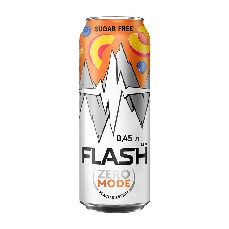 Напиток энергетический Flash Up Zero Mode персик и голубика 450 мл., ж/б