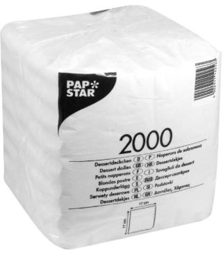 Салфетка PapStar, сервировочная квадратная белая 170х170 мм., 2000 шт., 1 кг., пакет