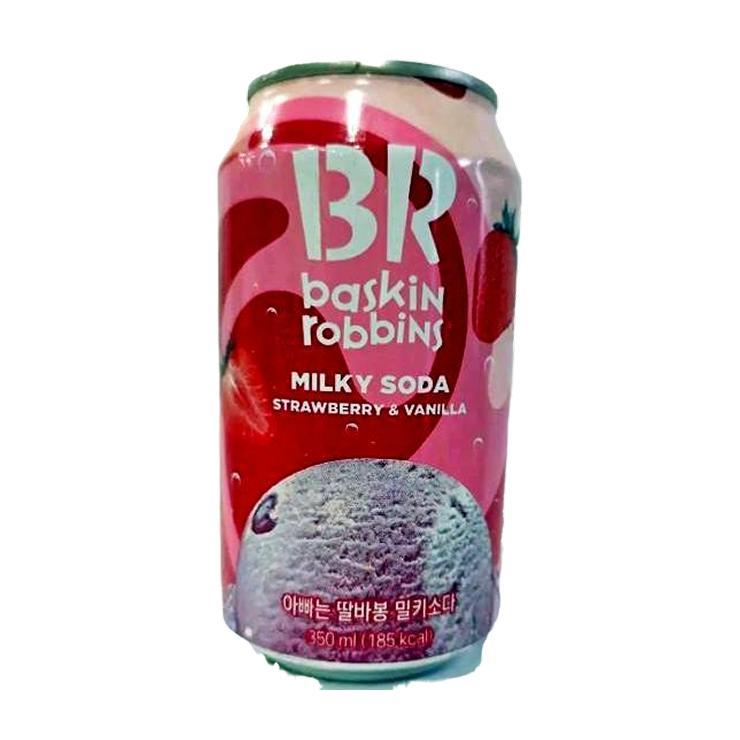 Напиток газированный Baskin Robbins Milky Soda Strawberry Vanilla 350 мл., ж/б