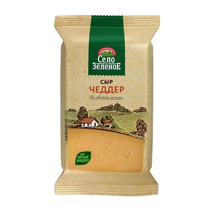 Сыр твёрдый Село Зеленое чеддер 50% 180 гр., флоу-пак