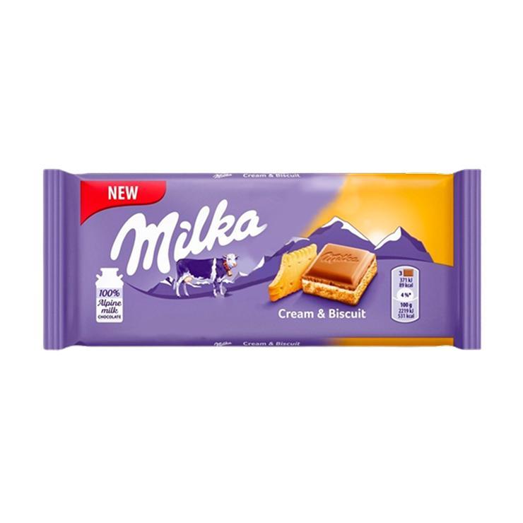 Шоколад Milka Cream & Biscuit 100 гр., флоу-пак
