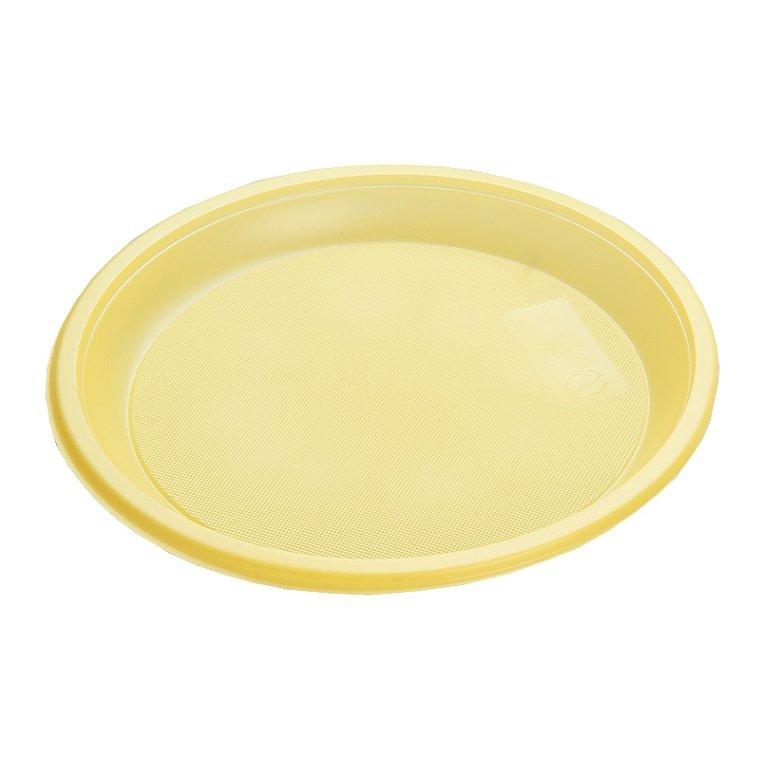 Тарелка d=210 мм., желтая, ПС., 50 шт/уп., 24 уп/кор., Мистерия, пластиковый пакет