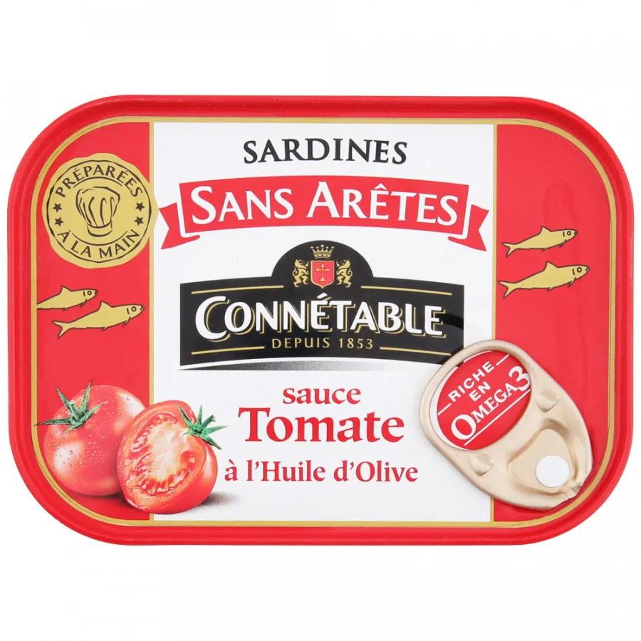 Сардины CONNETABLE без костей в оливковом масле и томатном соусе 140 гр., ж/б