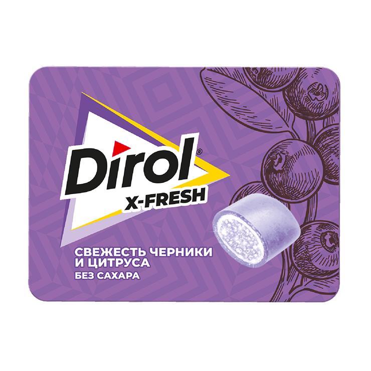 Резинка жевательная Dirol X-Fresh свежесть черники и цитруса 16 гр., обертка
