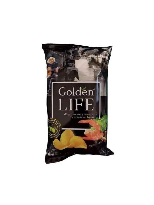 Чипсы картофельные Golden Life Королевские креветки Совиньон блан 90 гр., флоу-пак