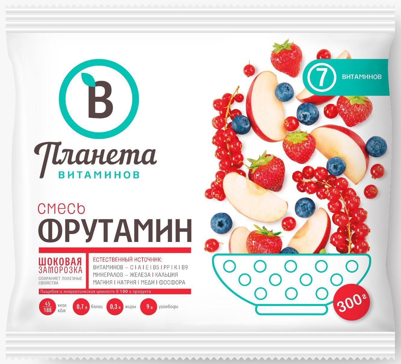 Смесь ягодная Планета Витаминов Фрутамин быстрозамороженная 300 гр., флоу-пак
