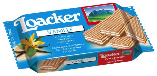 Вафли Loacker Классик Ваниль 45 гр., флоу-пак