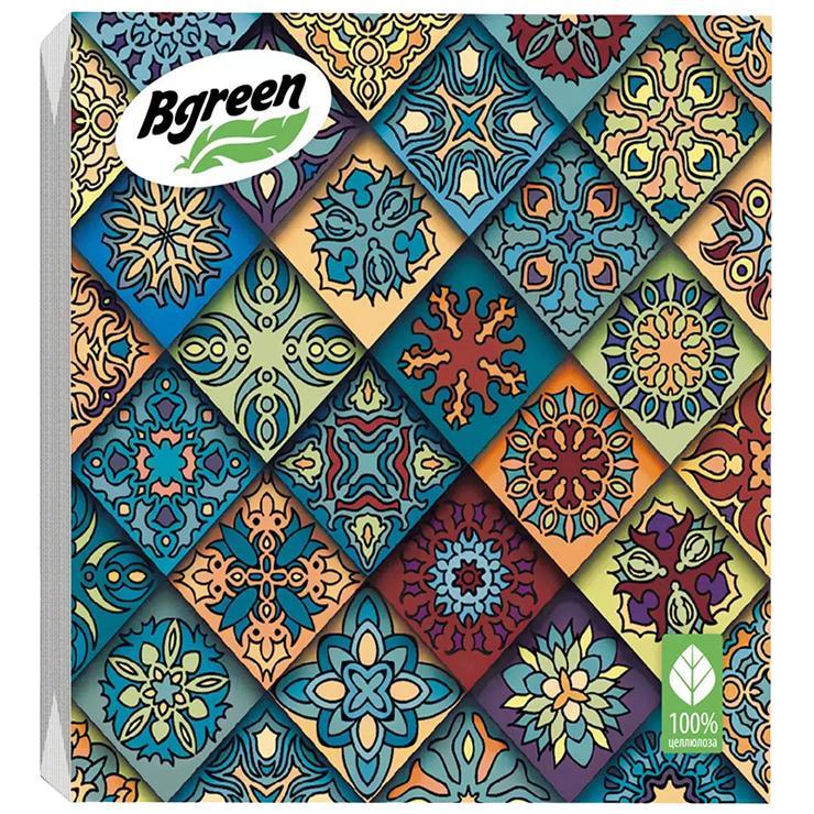 Салфетки бумажные BGREEN NEW 33х33 см 2 слоя Узбекистан 20 шт флоу-пак