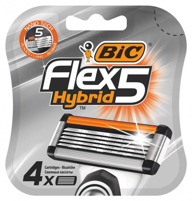 Кассеты Bic Flex 5 Hybrid сменные для бритья 4 шт., картон