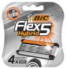 Кассеты Bic Flex 5 Hybrid сменные для бритья, 4 шт., картон