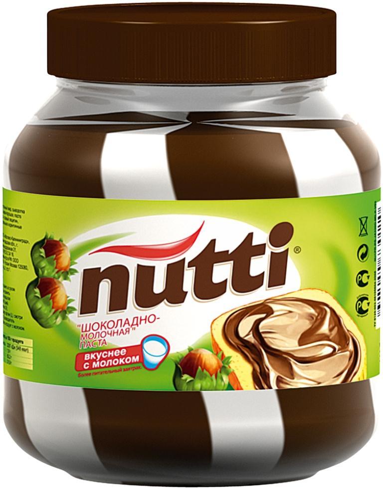 Паста Nutti шоколадно-молочная ореховая с добавлением какао 330 гр., стекло