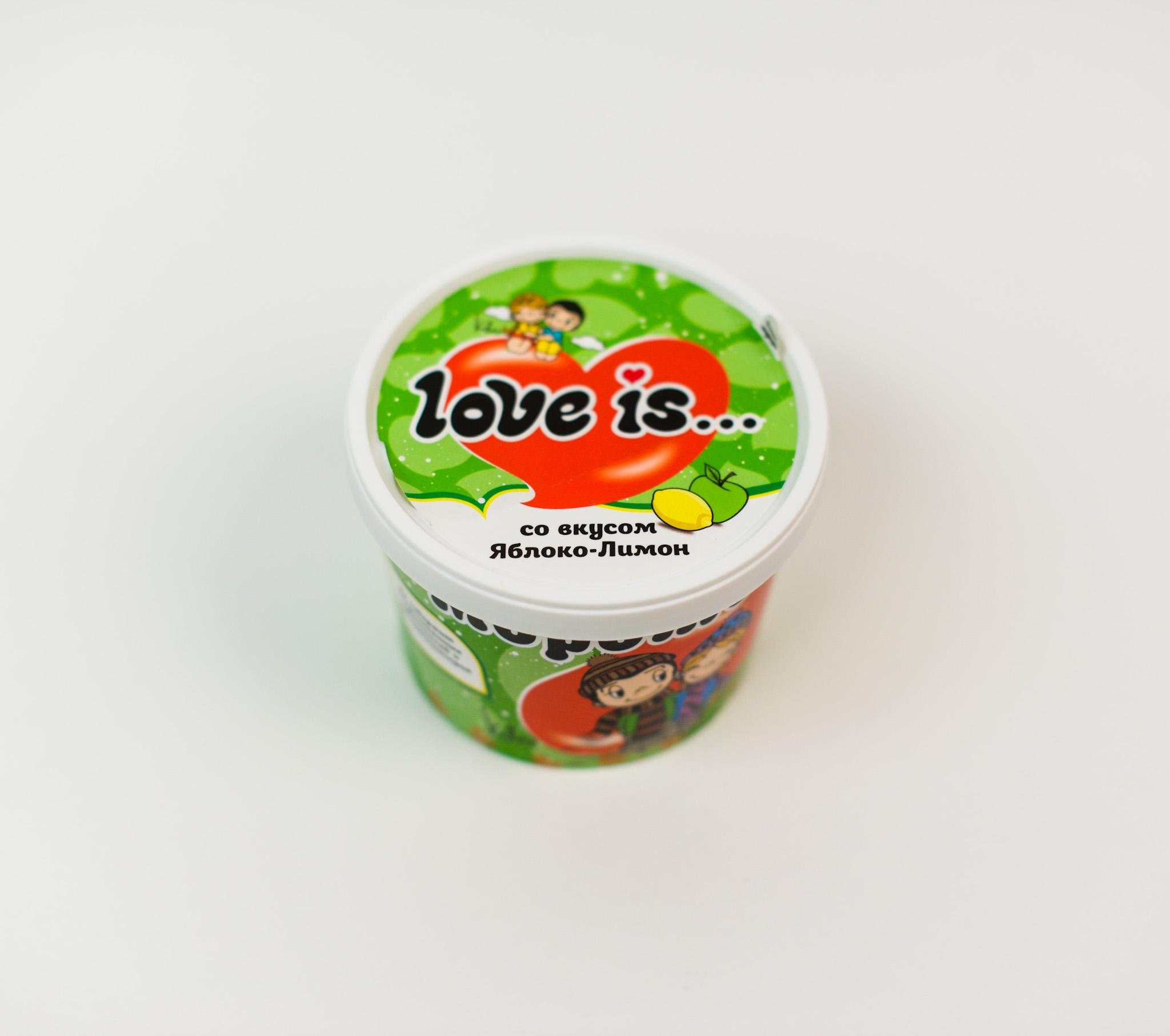 Мороженое LOVE IS сливочное со вкусом Яблоко-Лимон 140 гр., картон