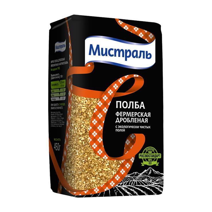 Крупа Мистраль полба фермерская дробленая 450 гр., бумага
