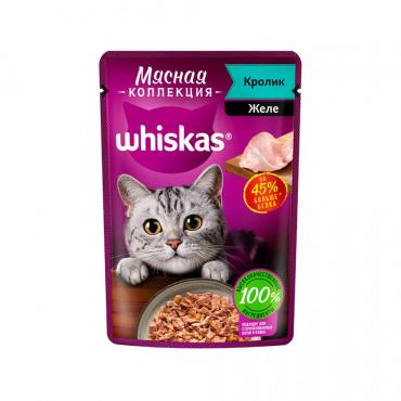 Корм Whiskas Мясная коллекция для взрослых кошек кролик, 85 гр., дой-пак
