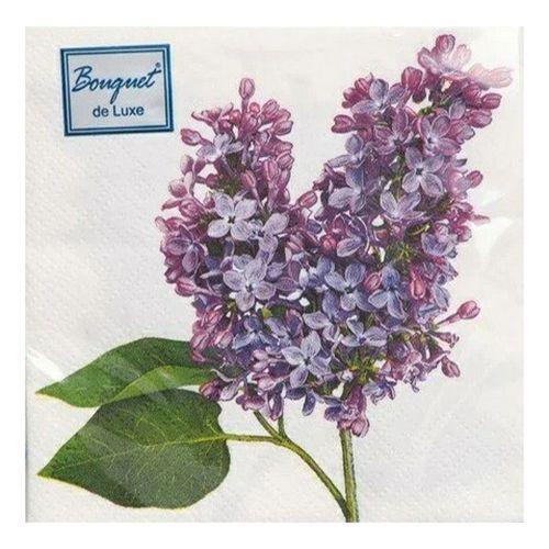 Салфетки бумажные Art Bouquet Сирень трехслойные 33х33 см. 20 шт., пакет