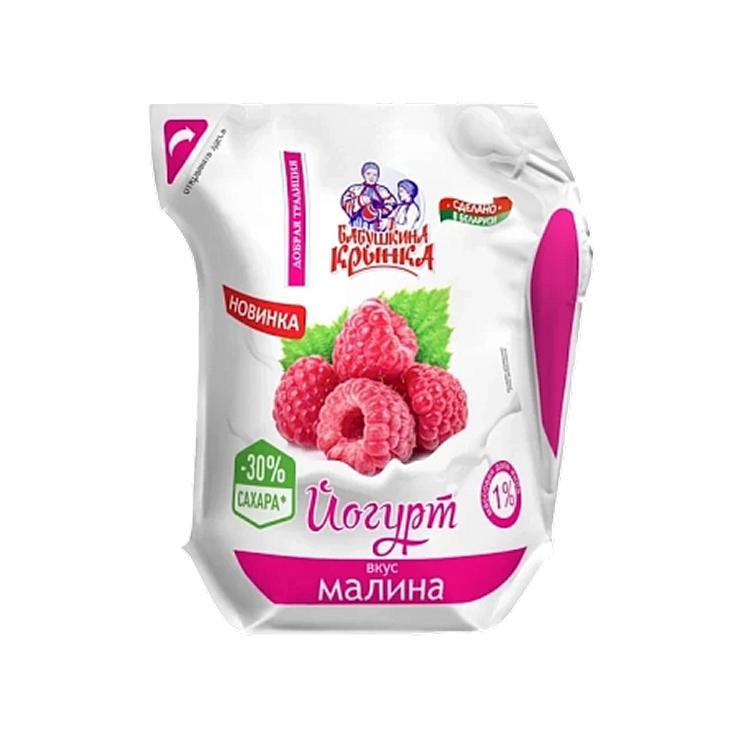 Йогурт Бабушкина крынка малина 1% 900 гр., дой-пак