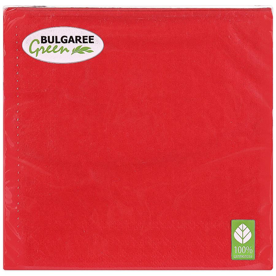 Салфетки бумажные трехслойные тонированная красная, 33*33 см., 20 шт., Bulgaree Green, пластиковая упаковка