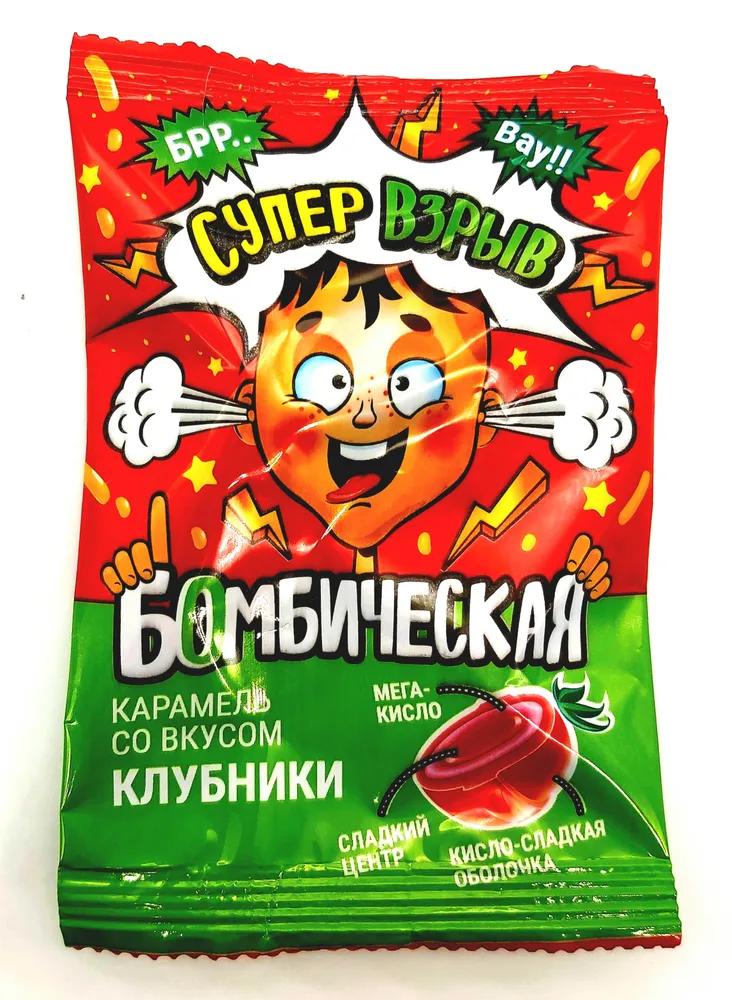 Карамель Канди Клаб бомбическая со вкусом клубники 13 гр., саше