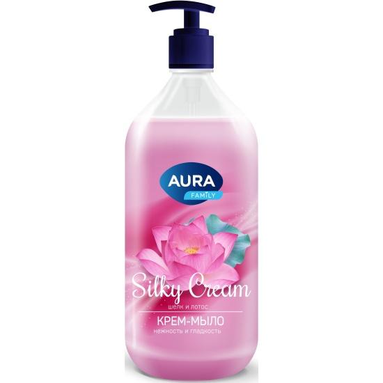 Крем-мыло жидкое AURA Silky Cream Шелк и лотос 1 л., флакон с дозатром