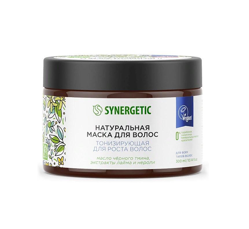 Маска для роста волос Synergetic натуральная тонизирующая 300 мл., банка