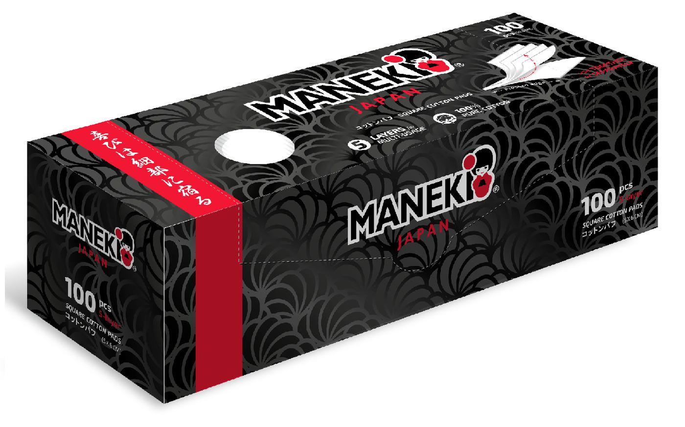Подушечки Maneki ватные гигиенические BLACK&WHITE 5-слойные прямоугольные с пресс-линией 100 шт , ПЭТ
