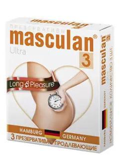 Презервативы Masculan 3 Ultra продлевающие с колечками пупырышками и анестетиком 3 шт., картон