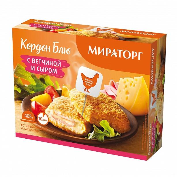 Кордон блю Мираторг с ветчиной и сыром 405 гр., картон