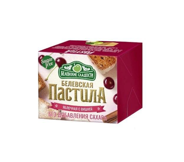 Пастила Белёвские сладости яблочная с вишней без добавления сахара, 100 гр., картон
