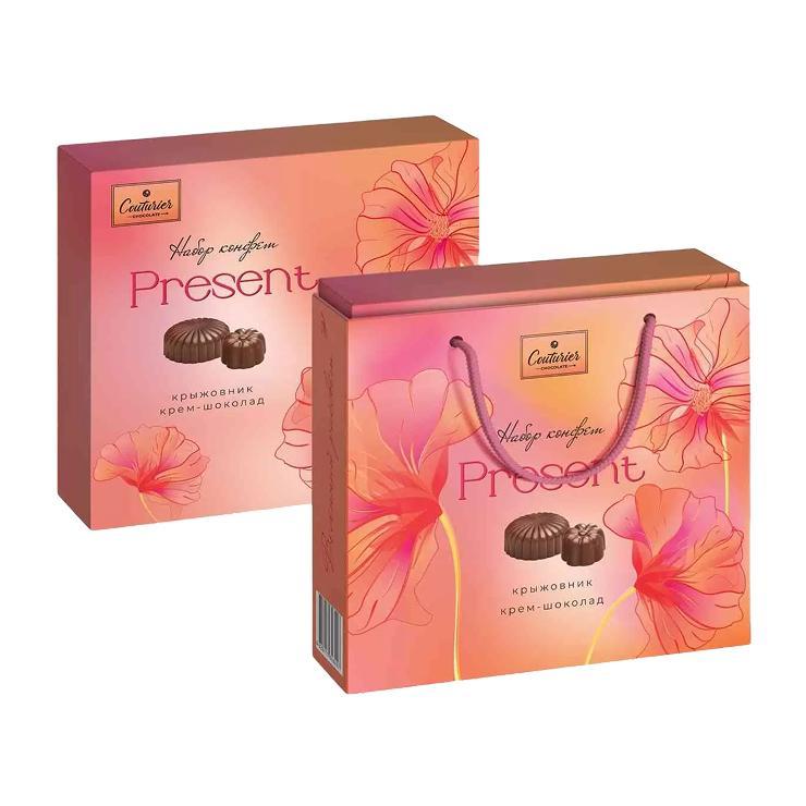 Конфеты Couturier Present Весенний букет шоколадные с фруктовой начинкой крыжовник и крем–шоколад 170 гр., картон