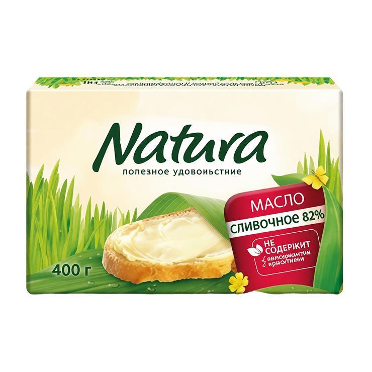 Масло сливочное Natura 82% 400 гр., обертка
