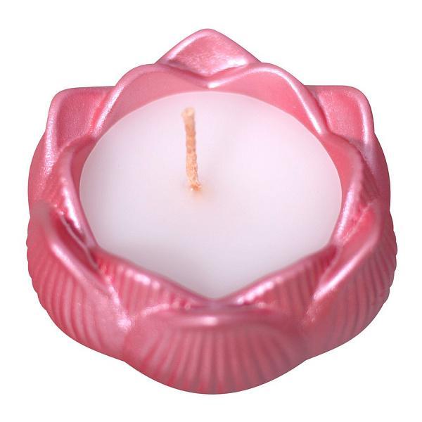 Свеча декоративная с подсвечником Мультидом лотос 8х8х4 см., пакет