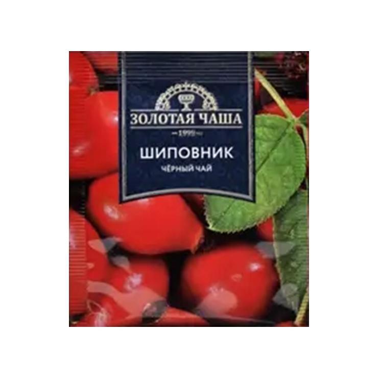 Чай Золотая чаша черный байховый шиповник в пакетиках 500х1,8 гр., картон