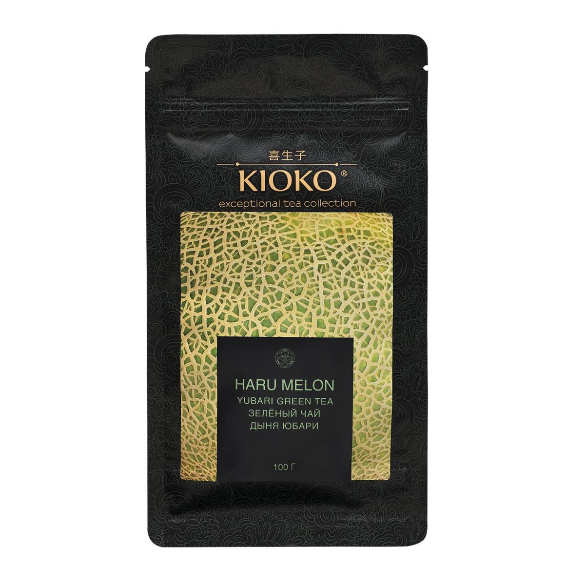 Чай зеленый Kioko Haru Melon с ароматом дыни листовой 100 гр., дой-пак