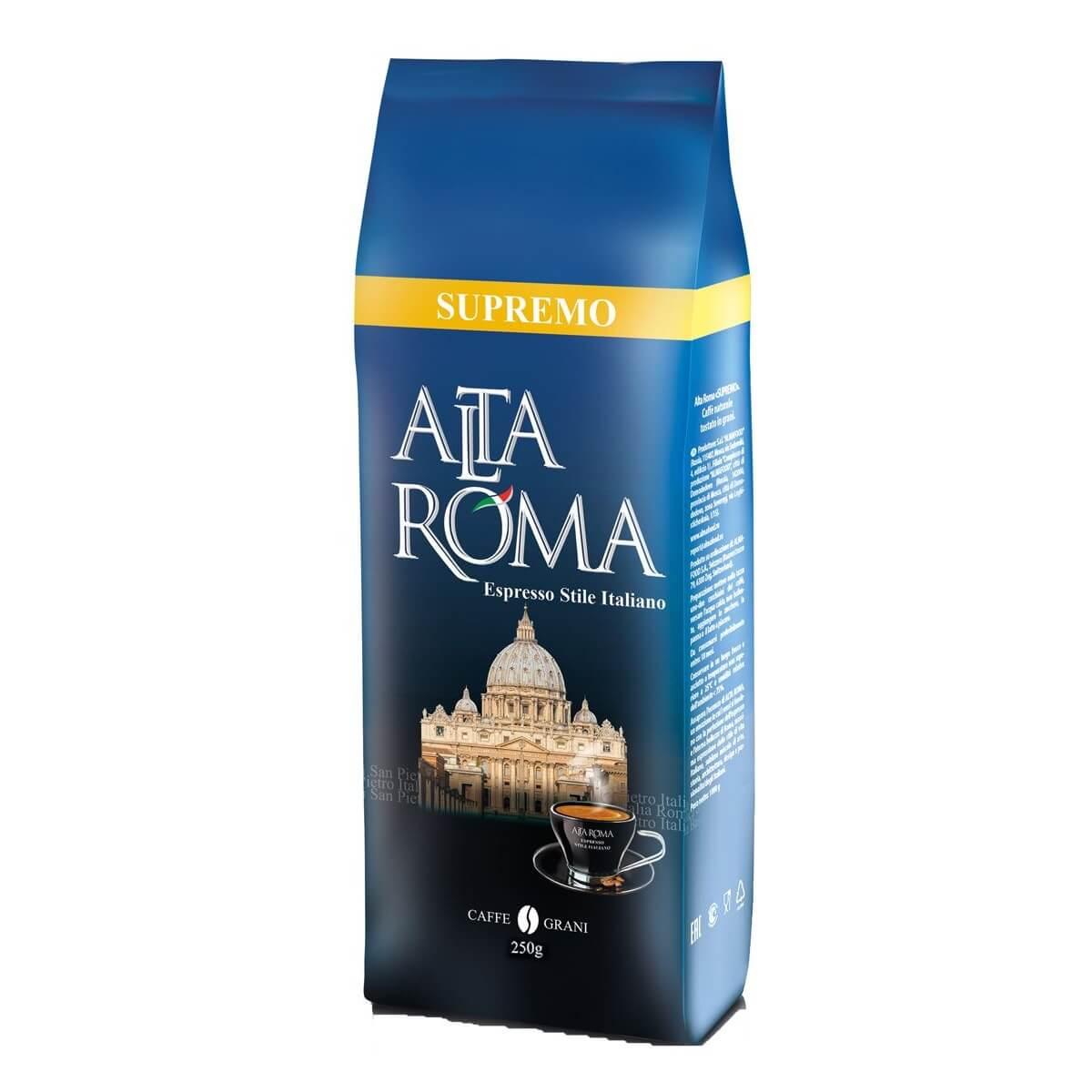 Кофе Alta Roma Supremo в зернах 250 гр., флоу-пак