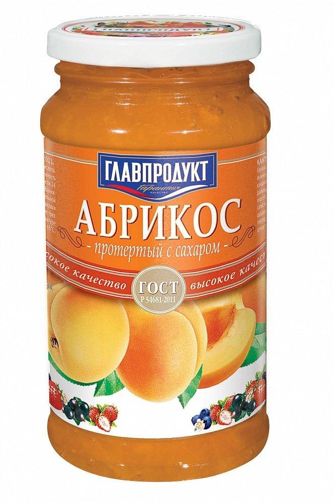 Абрикос Главпродукт перетертый с сахаром 550 гр., стекло
