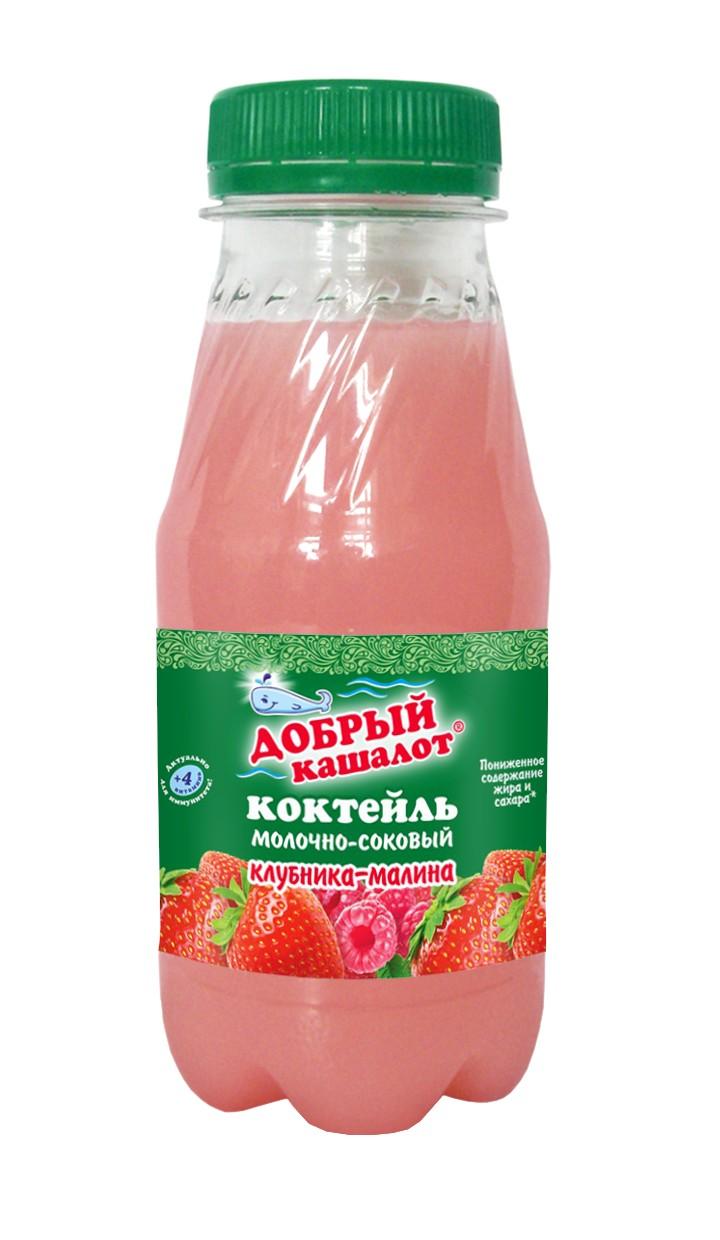 Коктейль молочно - соковый Добрый кашалот клубника малина 250 мл., ПЭТ