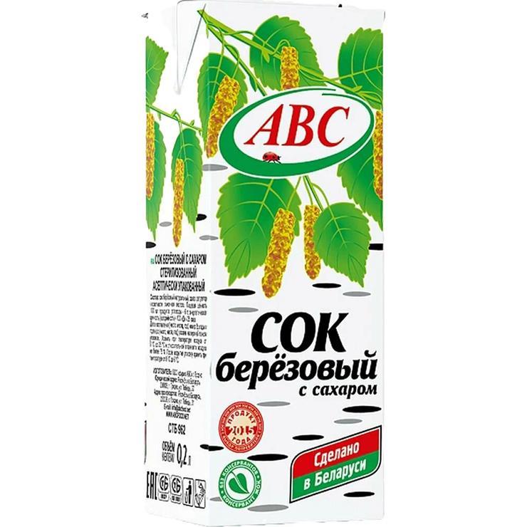 Сок АВС слим березовый с сахаром стер 200 мл., тетра-пак