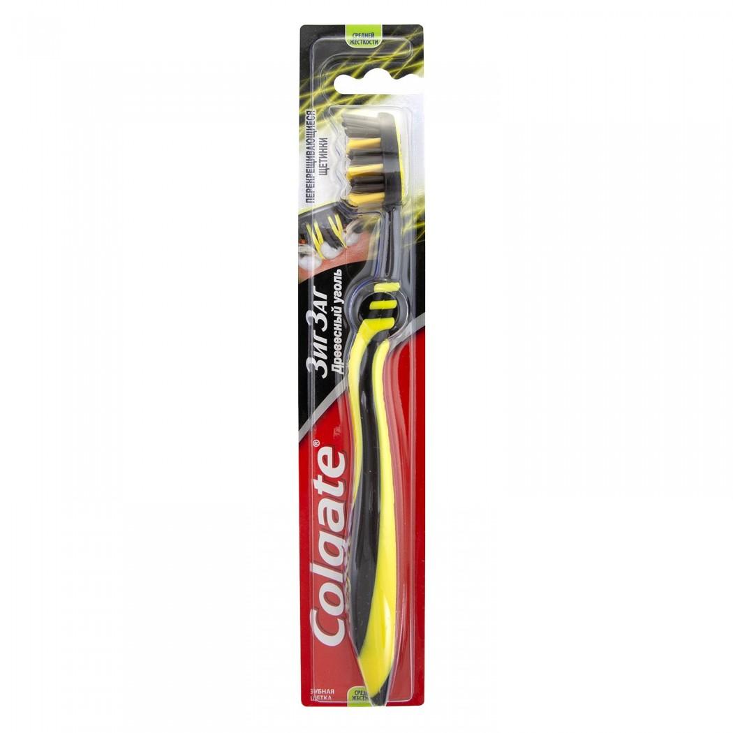 Зубная щетка Древесный уголь средней жесткости Зиг Заг, Colgate, 56 гр., пластиковая упаковка