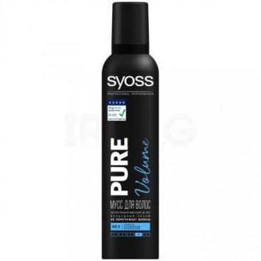 Мусс для укладки волос №4, экстрасильная фиксация, Syoss Pure Volume, 250 мл., Аэрозольная упаковка