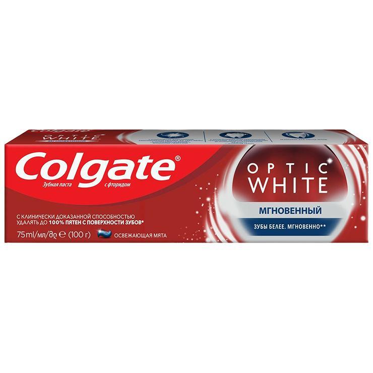 Зубная паста Colgate Optic White мгновенный 75 мл., картон