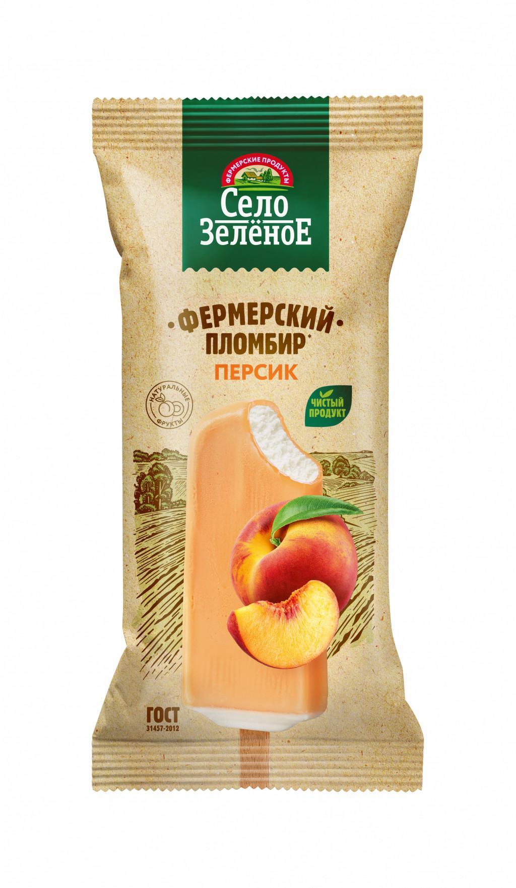 Эскимо Село Зелёное пломбир Персик во фруктовой глазури 70 гр., флоу-пак