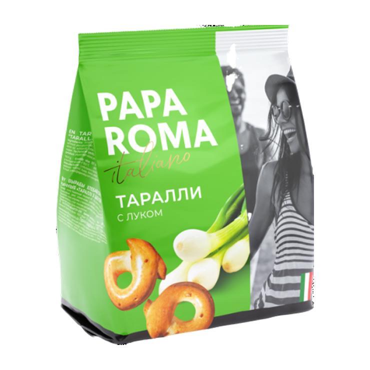 Таралли Papa Roma с луком без сахара 180 гр., флоу-пак
