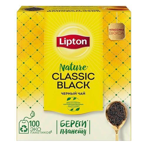 Чай черный Lipton Classic 100 пакетиков 180 гр., картон