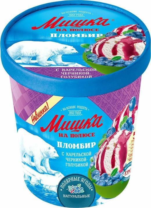 Мороженое пломбир Мишка на полюсе Черника 250 гр., ПЭТ