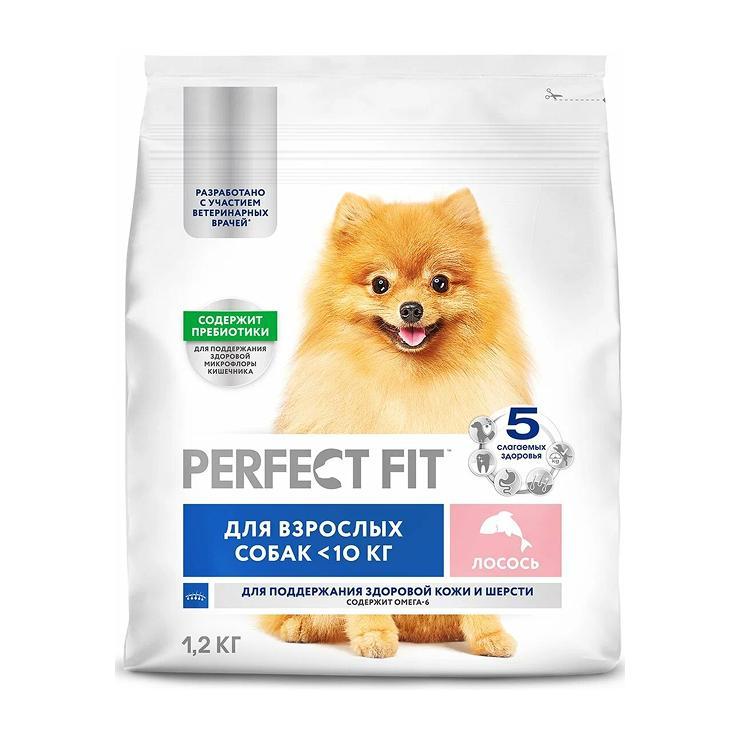 Корм для взрослых собак сухой Perfect Fit мини пород с лососем 1,2 кг., пакет