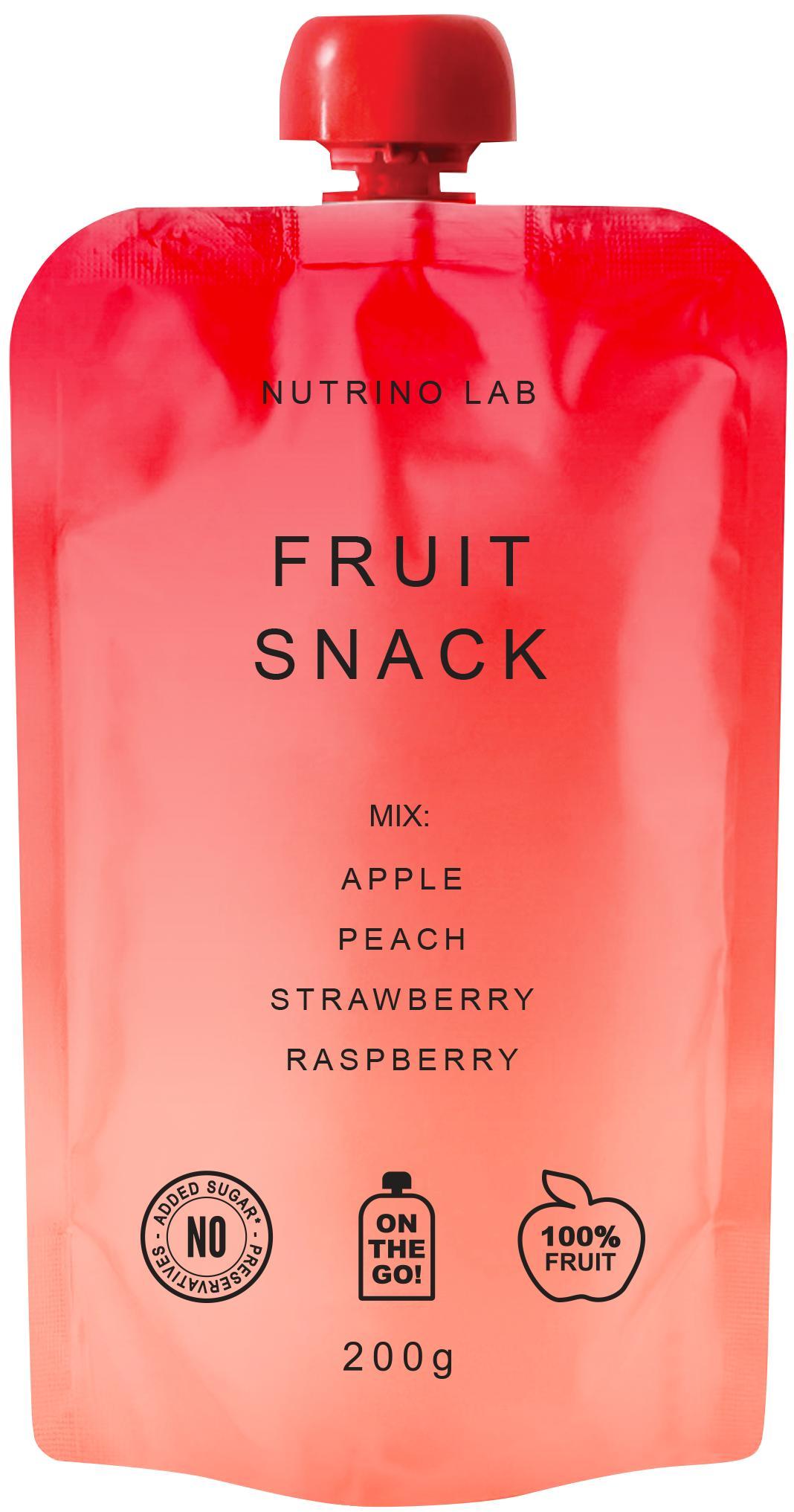 Пюре фруктовое Nutrino Lab fruit snack яблоко персик клубника малина, 200 гр., дой-пак